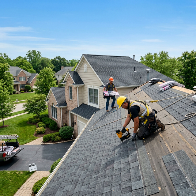 Roofing contractors at work — Roofing BDC services
